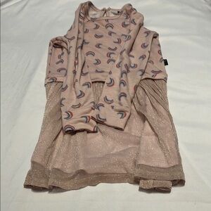 Light Pink Long Sleeve Rainbow Dress